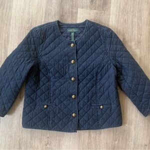 Lauren Ralph Lauren Quilted Jacket | Brass Buttons | Barn Style | Size L